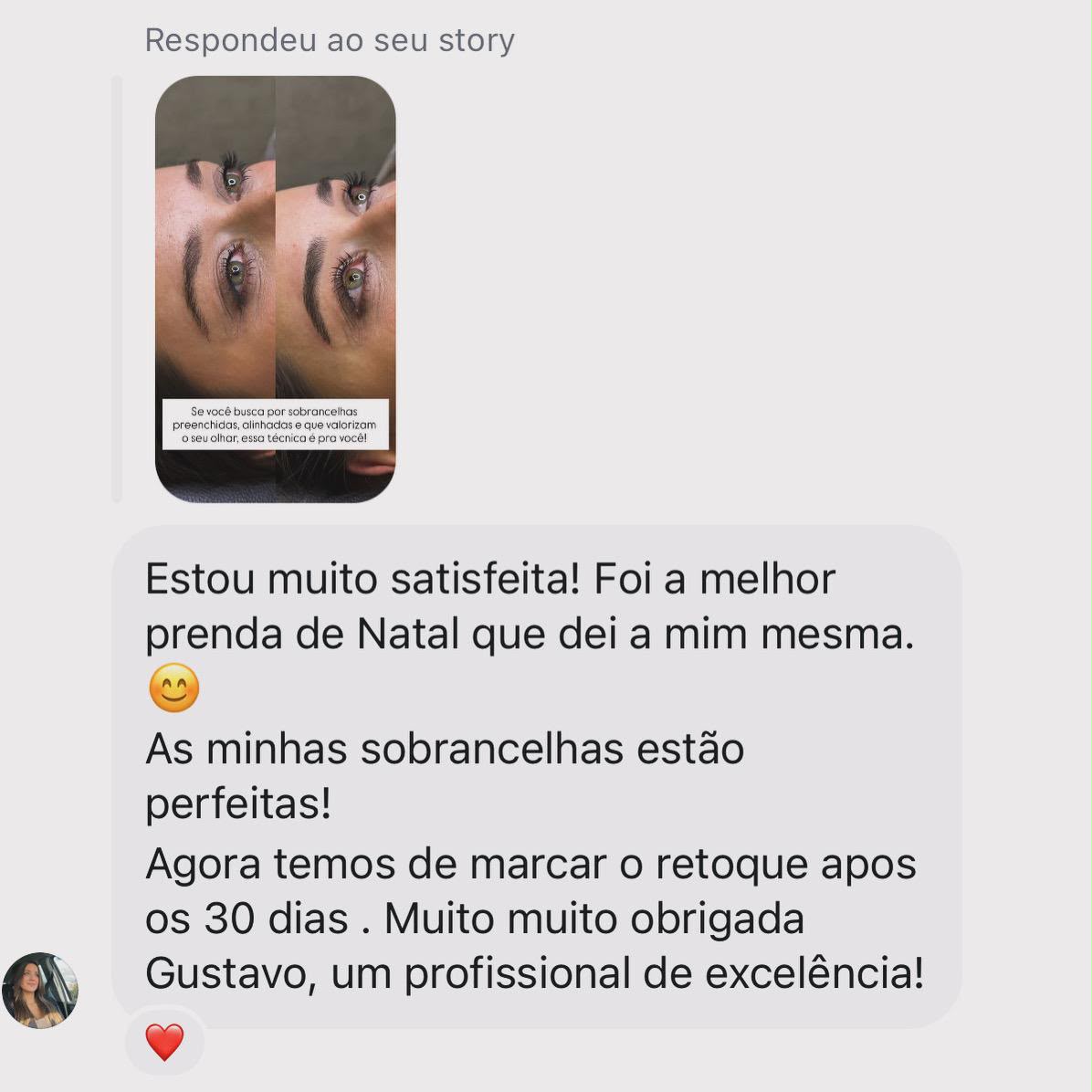 Depoimento de cliente do estúdio Gustavo Portela Microblading