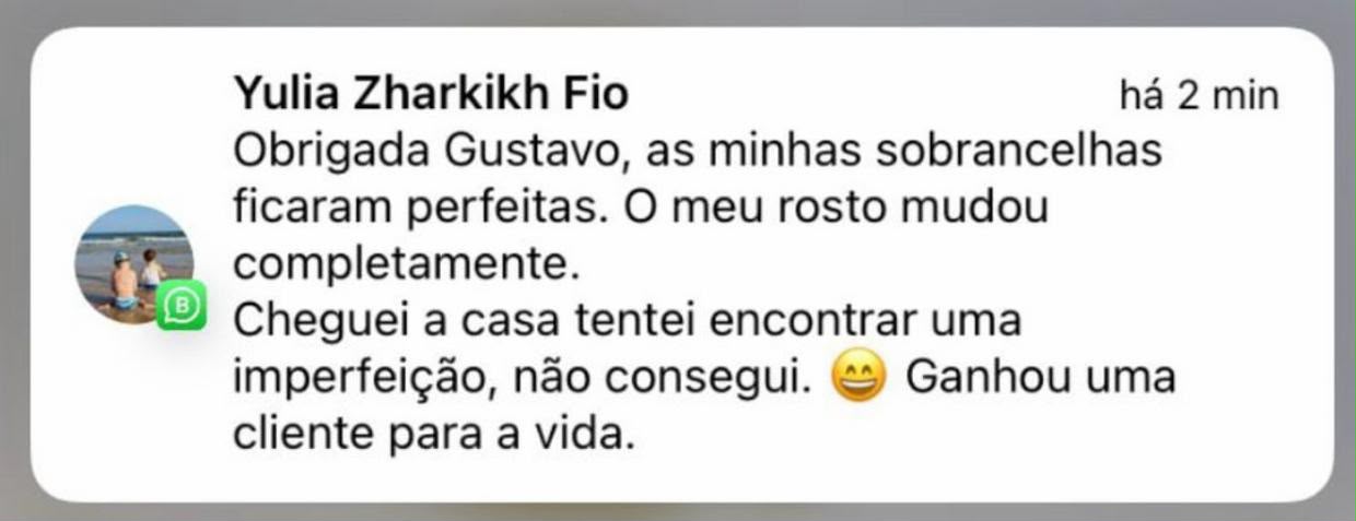 Depoimento de cliente do estúdio Gustavo Portela Microblading