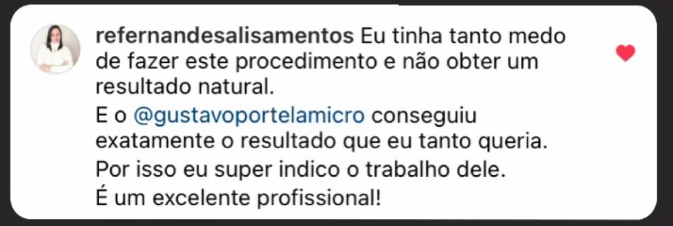 Depoimento de cliente do estúdio Gustavo Portela Microblading