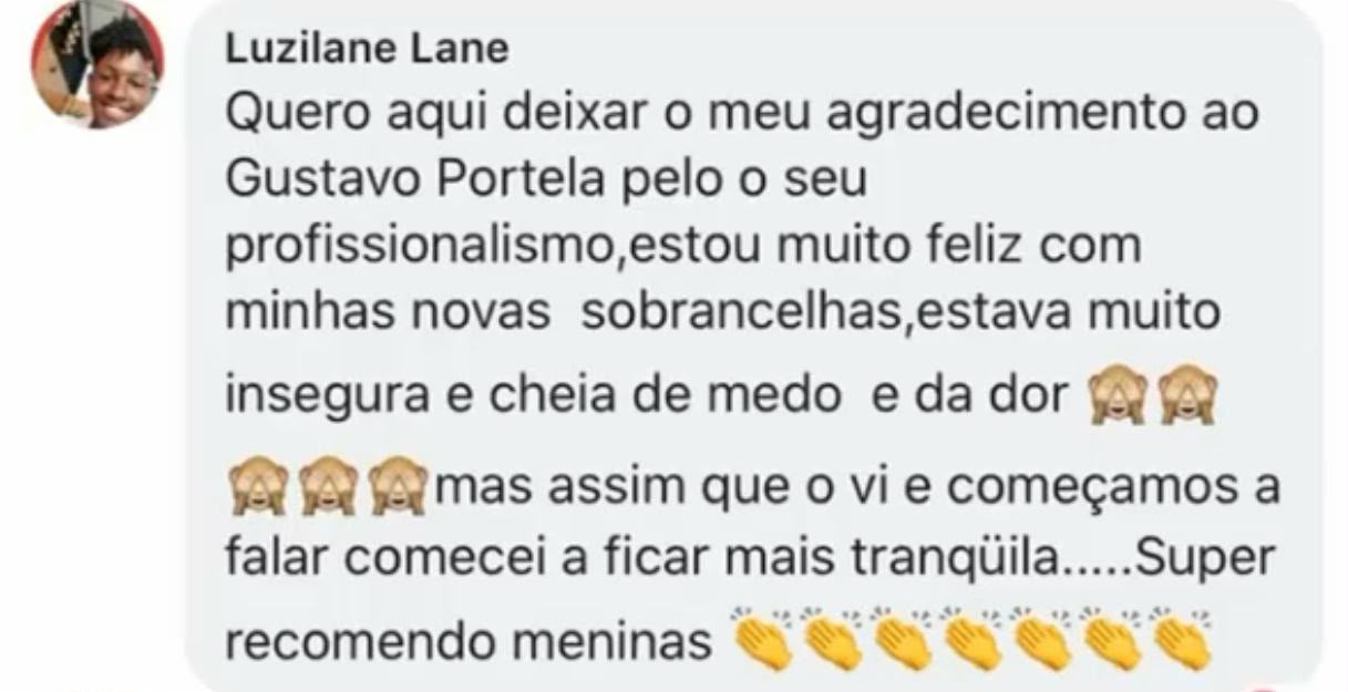 Depoimento de cliente do estúdio Gustavo Portela Microblading