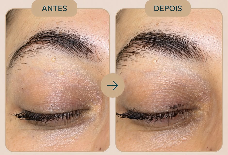 Sobrancelha com maior densidade, antes e depois